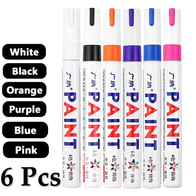 GuangNa 6/12 Stück Bunte Permanent-Farbmarker Wasserfeste Farbmarker für Reifenprofil Gummi Stoff Metall Weißstifte – Detail 12