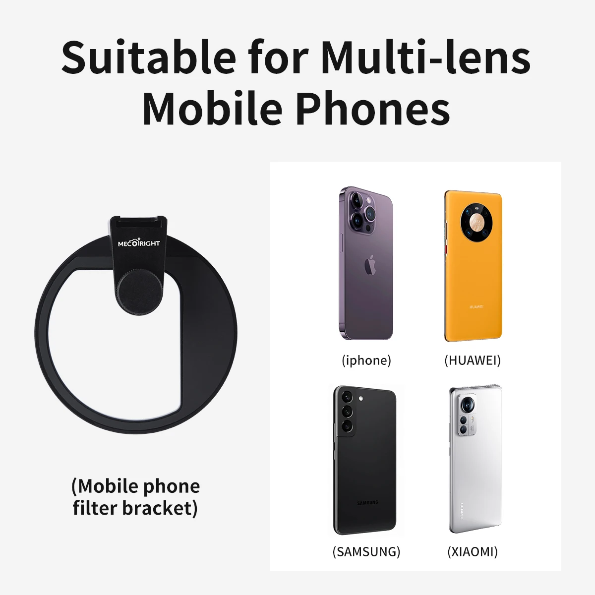 Mecoright Smartphone Filter 72mm Ring Cold Shoe phone holder CPL ND GND For Samsung Huawei iPhone Apple VIVO OPPO Cellphone Lens camera lens filter circular polarizing filter phone lens filter phone camera accessories