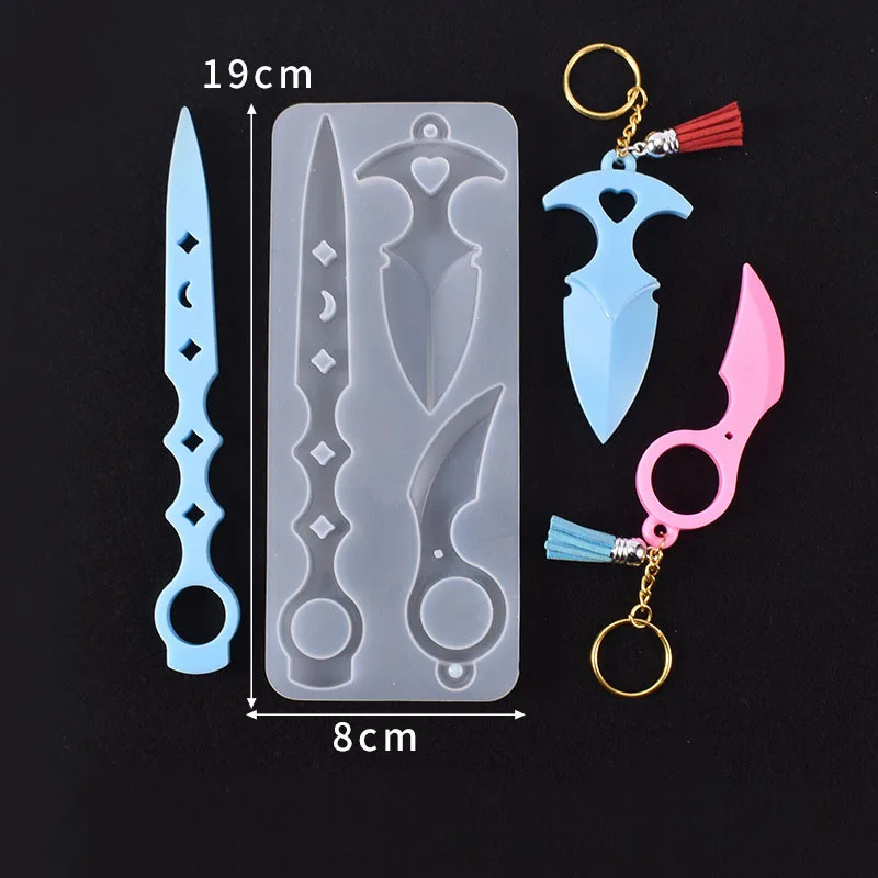 Self Defense Keychain Resin Anti-Wolf Weapons Sword Epoxy Casting