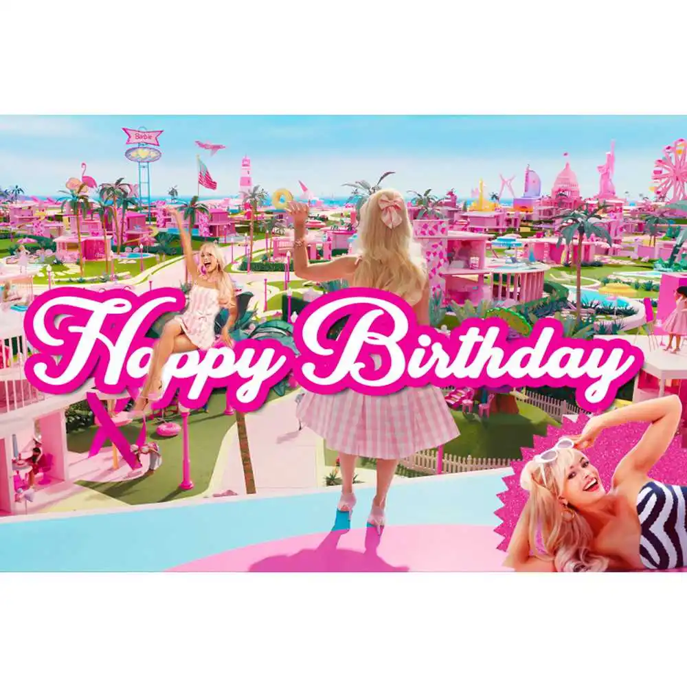 Photo Backdrop Party Decoration Covers Photography Auxiliary Props Barbie Princess Party Backdrop Photography Banner Cake Table Decoration Photo Background