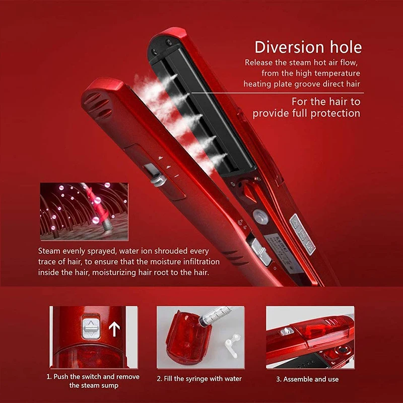Steam flat iron hair straightener Professional curling iron Titanium ceramic hair straightener hair care styling tools 3