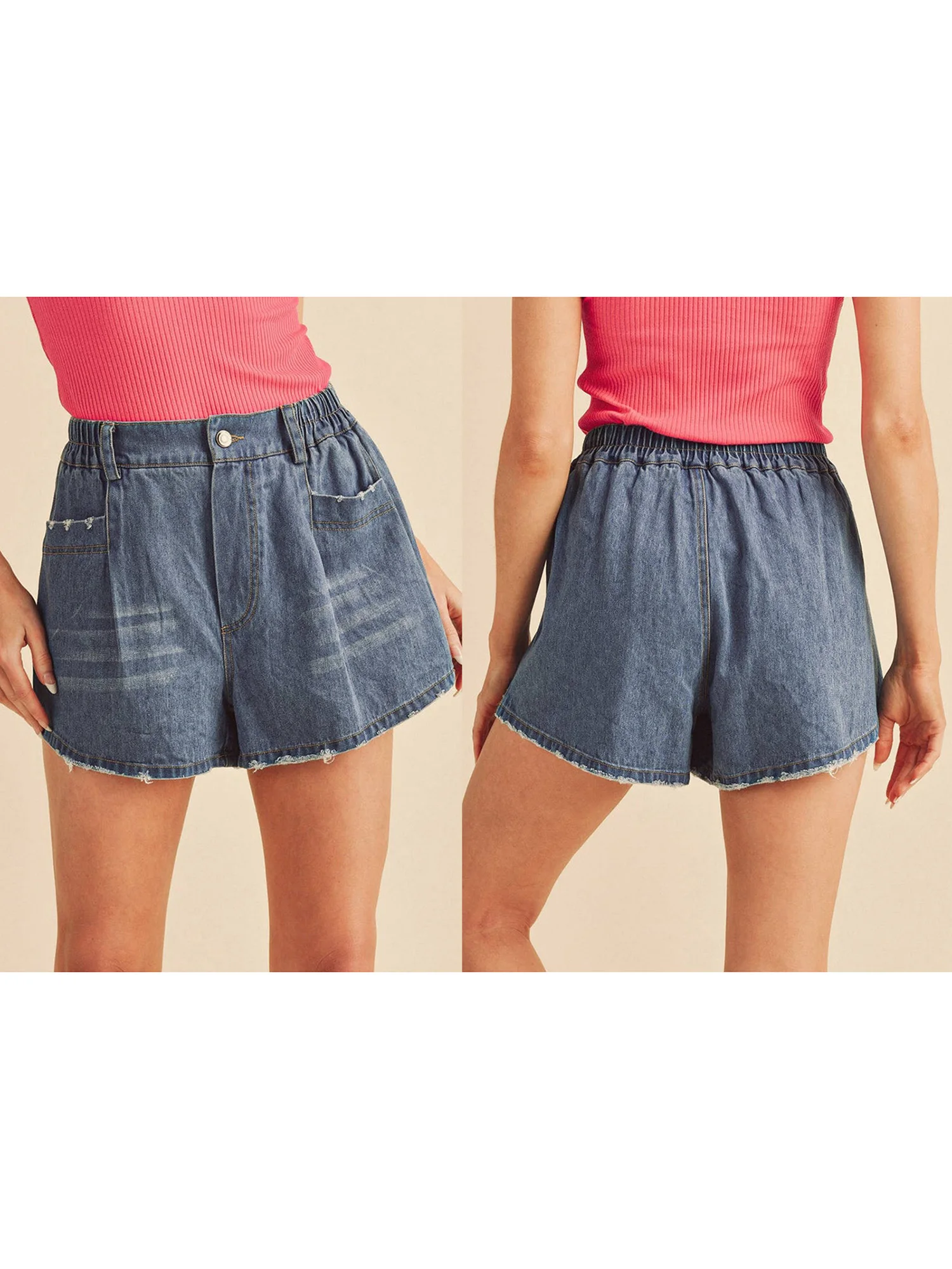 Stylish Denim Mini Skirt for Women Casual Summer High Waisted A-Line Button Front Short Skirt with Pockets