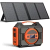 Power Station 220Wh & 60W Portable Solar Panels, 110V/300W Backup Battery Lithium with AC Outlets, DC, USB QC3.0 1