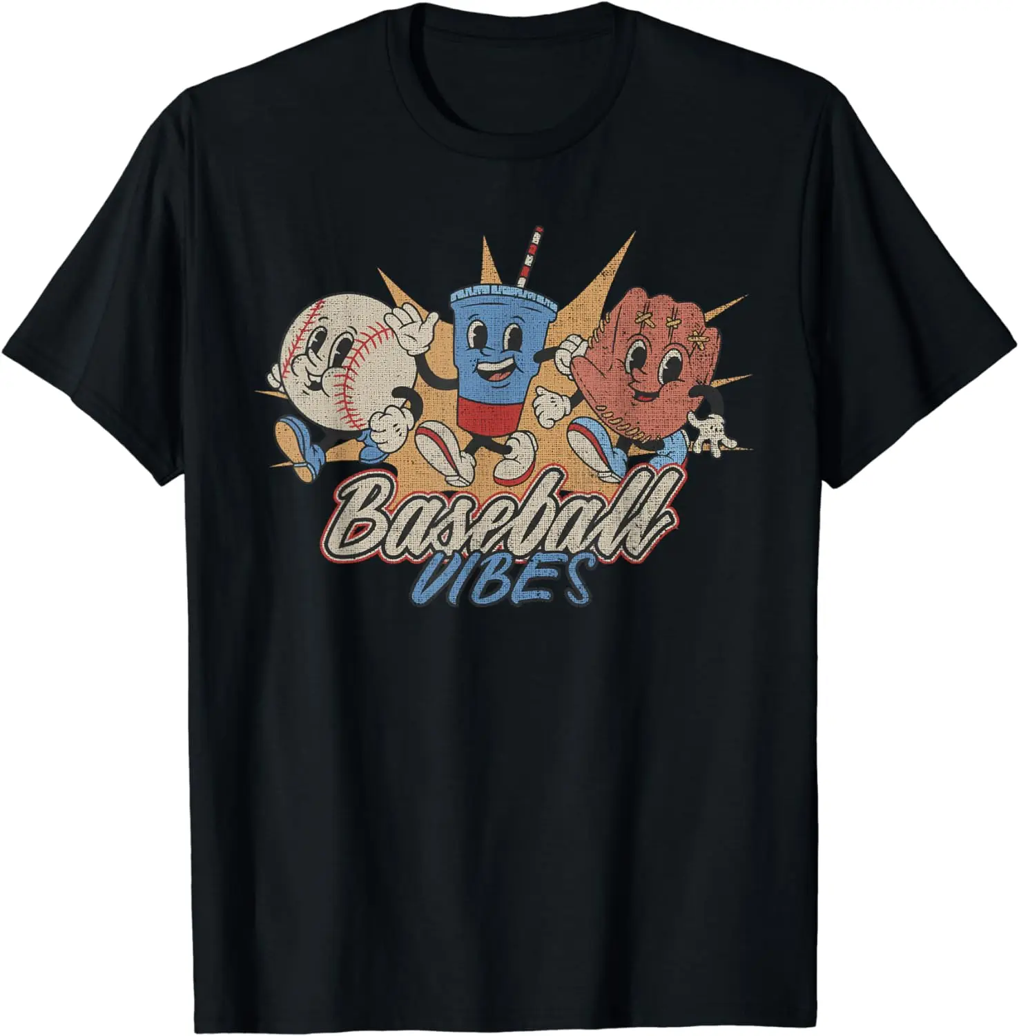 

Baseball vibes funny retro Baseball Player T-Shirt