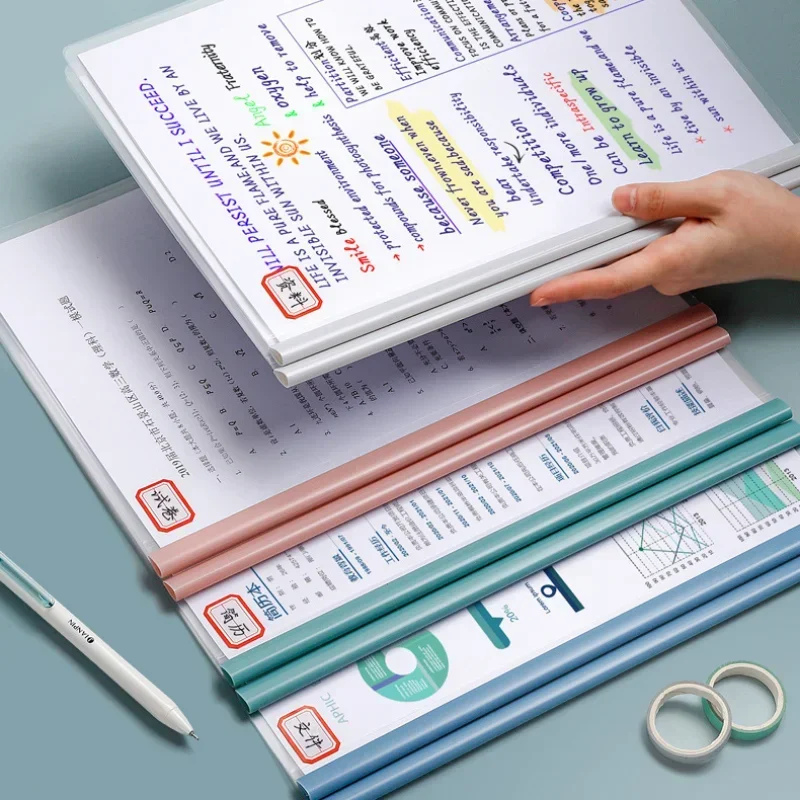 File Folder File Holder 10 Pcs A4 Solid Colored Drop-shaped Transparent File Folder Waterproof Thickened Examination Paper Files Organizer