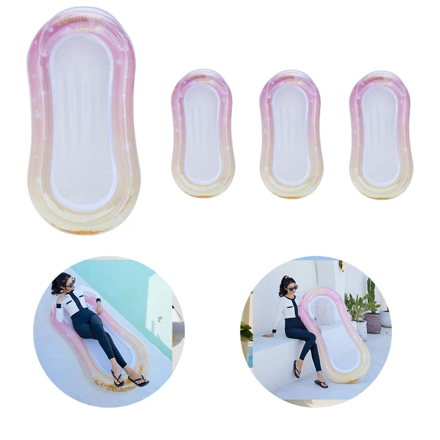 Inflatable Pool Float Floating Sleeping Bed with Backrest Beach Lounger Chair Pool Floating Bed Pool Float Lounger for Water Fun 6