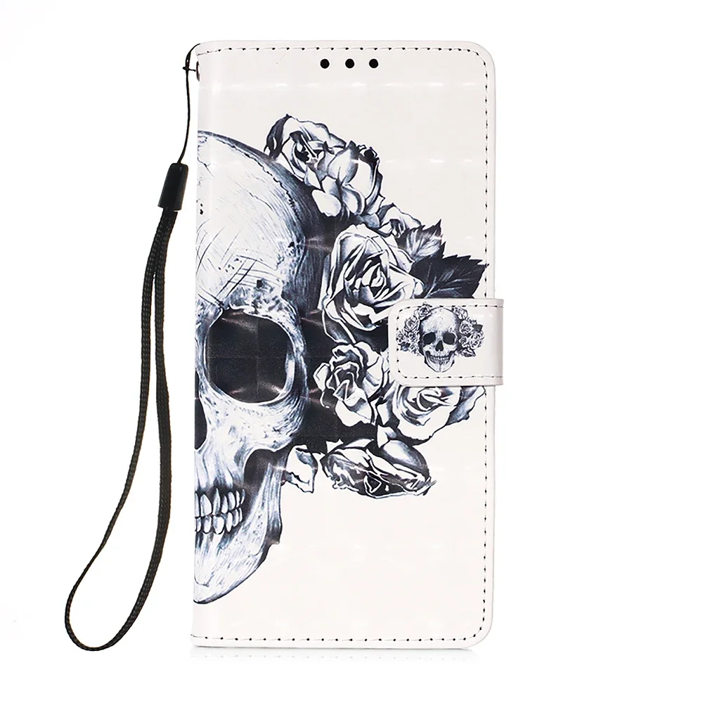 Charming Painted Pattern Wallet Case with Flip Stand and Leather Card Holder Cover