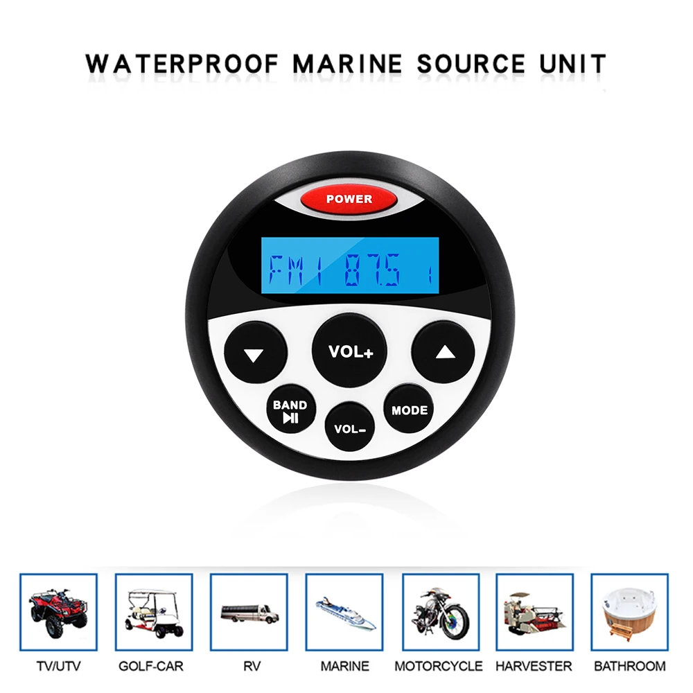 Impermeabile Marine Stereo Bluetooth Radio Moto Audio Barca Auto Lettore Mp3 Sistema Audio Automatico Ricevitore Fm Am Per Spa Utv Atv