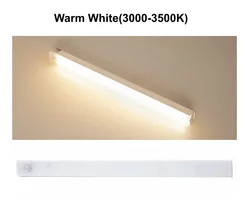 Rechargeable Motion Sensor LED Bar Lights - Dimmable Night Lamp for Cabinets and Kitchens (Warm White)