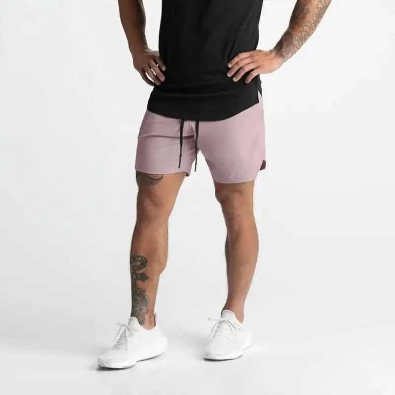 Men Quick Dry Exercise Tranning Shorts Running Fitness Basketball Sports Gym Crossfit Sweatpants with Zipper Back Phone Pouch