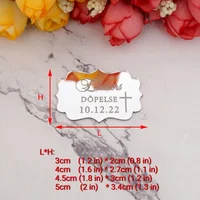 30pcs Baptism สติกเกอร์ขนาดเล็กที่กําหนดเองชื่อกระจกอะคริลิคส่วนบุคคลวันเกิด New Born เพศเปิดเผย Baby Shower สําหรับ DIY Decor 6