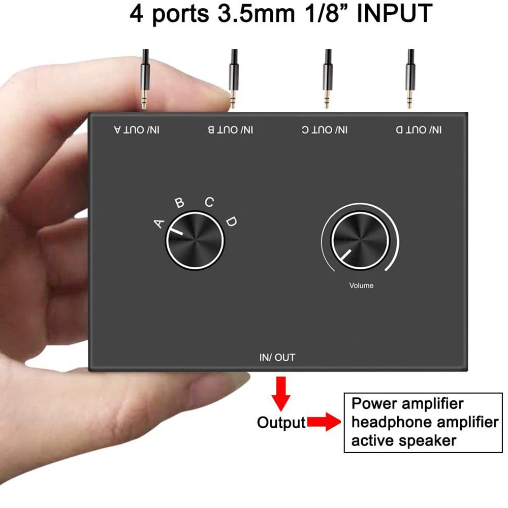 Compact Bi-Directional Stereo Audio Switcher with Multiple Ports