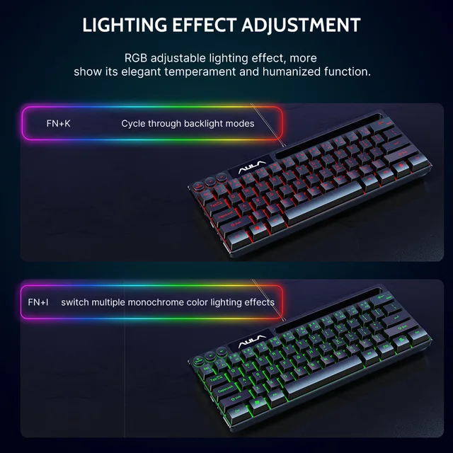 AULA F3061 RGB 61 Keys Wired Membrang Gaming Keyboard USB Interface for PC Laptop Connection Phone