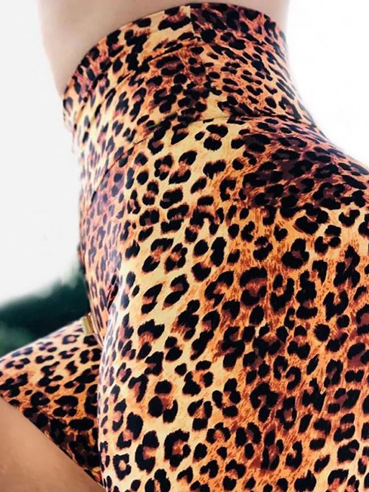 New Leopard Sexy Shorts for Women Fitness High Waist Hip Lift Sports Tight Running Gym Yoga