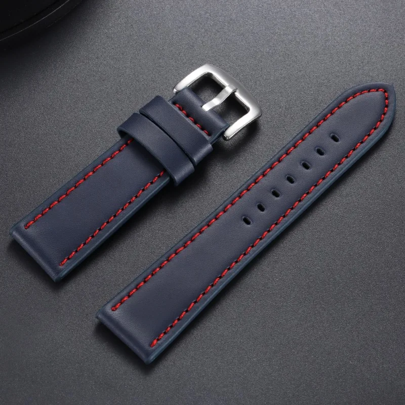 Premium Genuine Leather Watchband with Vintage Stitching – Universal Sport Strap