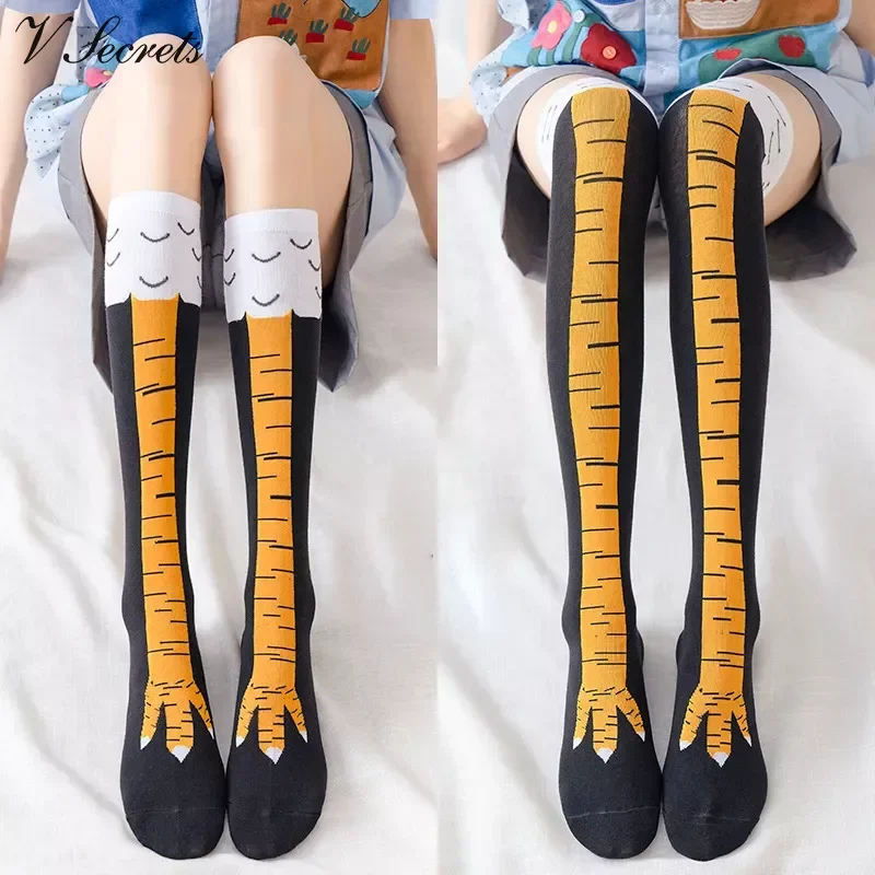 Funny Chicken Paw Stocking Over-knee Pressure Thin Leg Long Stockings Women Spring Autumn Winter Middle High School Girls Socks