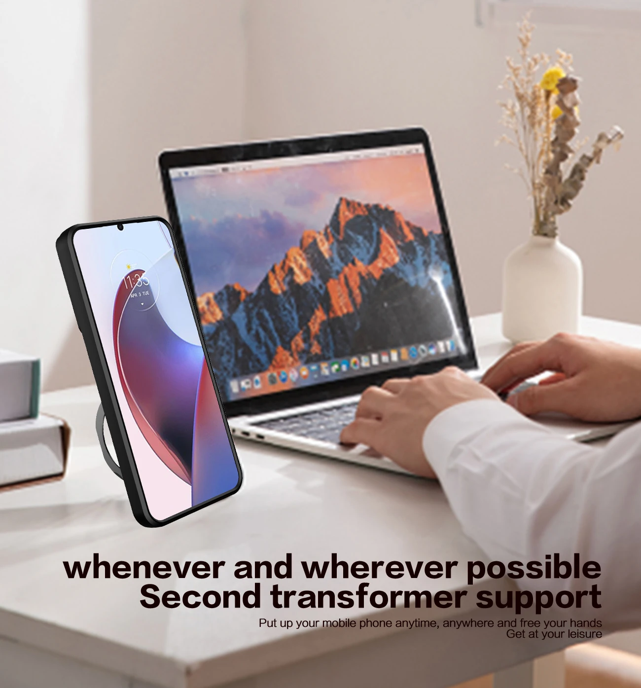 Magnetic Car Mount Suction Case with Slide Lens Protection - Flexible Frame Cover