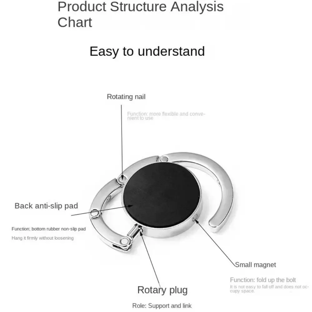 3pcs Storage Rack Hooks Handbag Hooks Leather Hanging Hooks Portable Folding Table Bag Holders Metal Practical Hanging Hooks