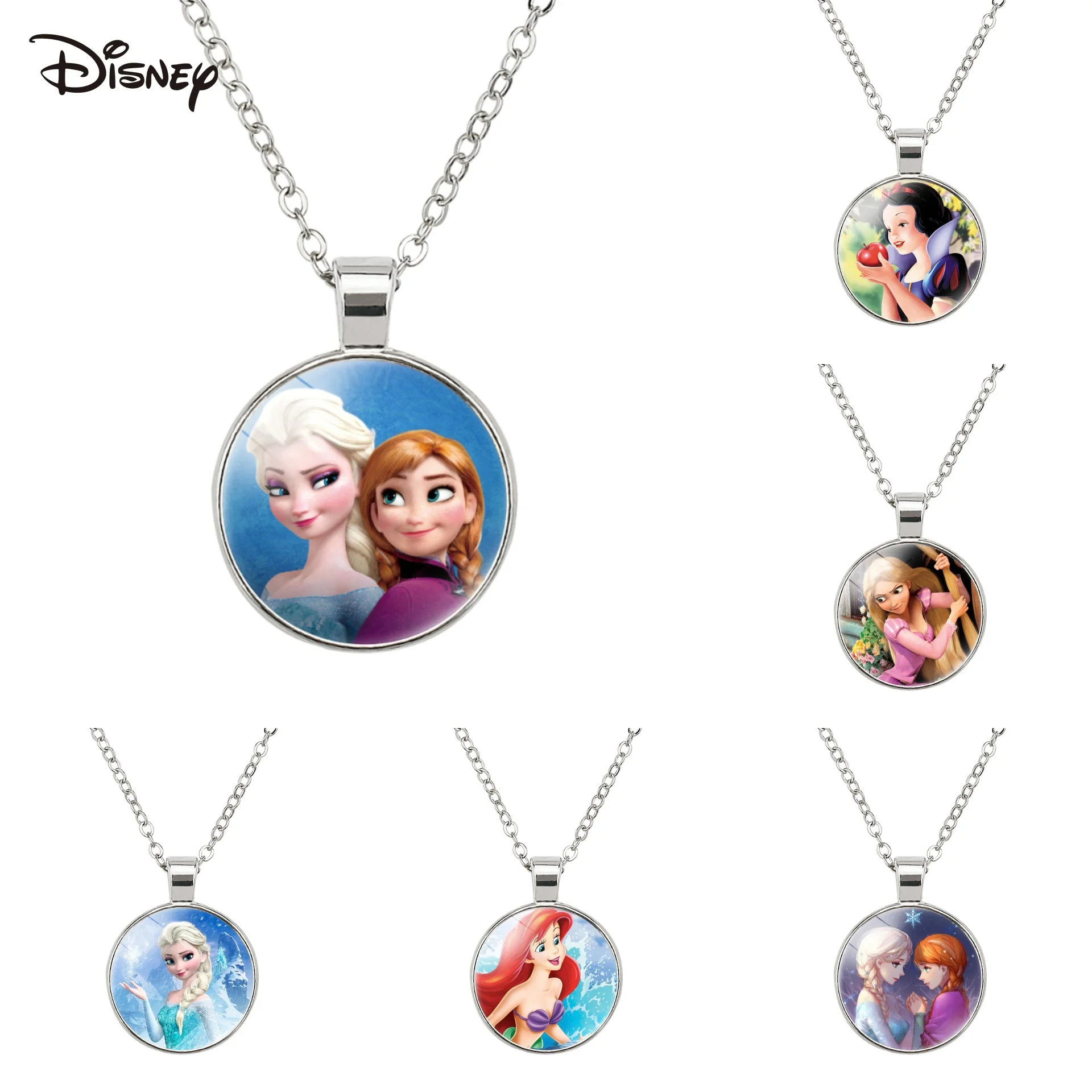 

Disney Frozen Children's Necklace Girl Cartoon Elsa Princess Anna Snow Gem Pendant Jewelry Children's Party Birthday Gift