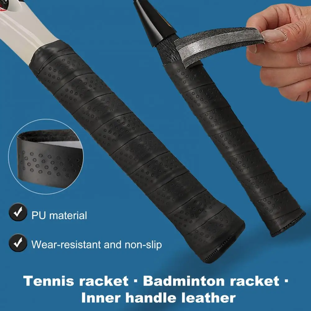 Tennis Racket Grip Tape Faux Leather Self-adhesive Anti-slip Racket Protection Sleeve Shockproof Racquet Baseball Bat Grip Tape