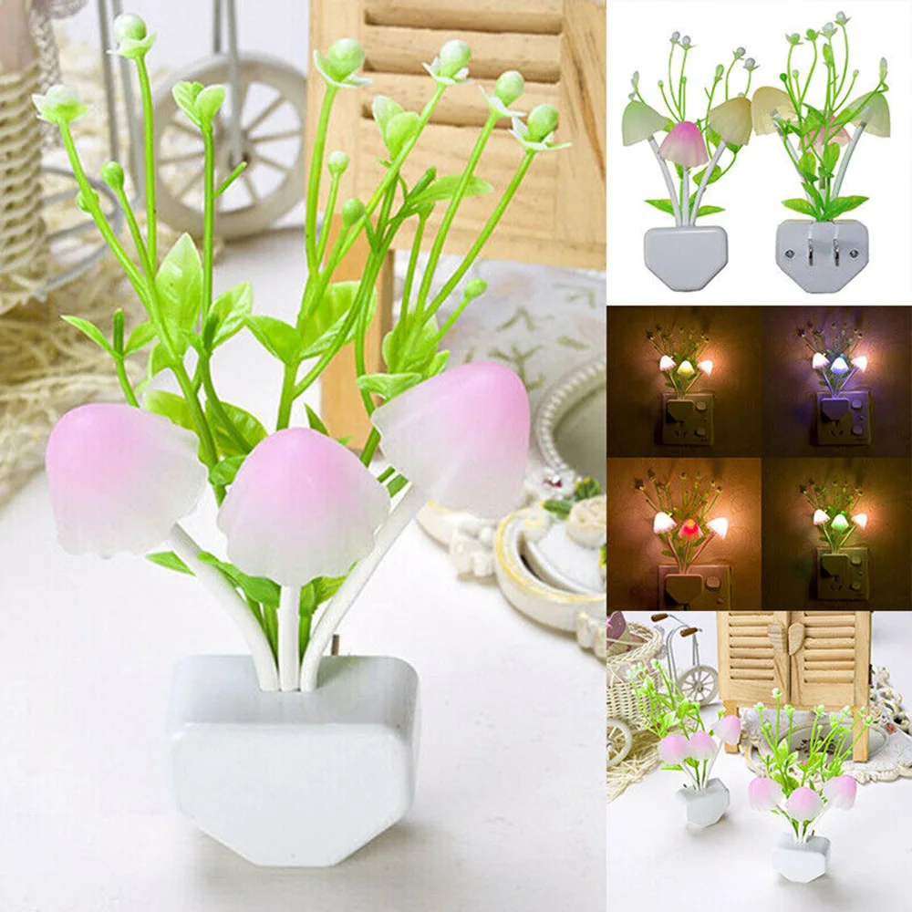 Wall Light-control colorful night light lotus leaf aquatic grass mushroom creative bedroom Lamp 3d lights Decoration night light mini night light