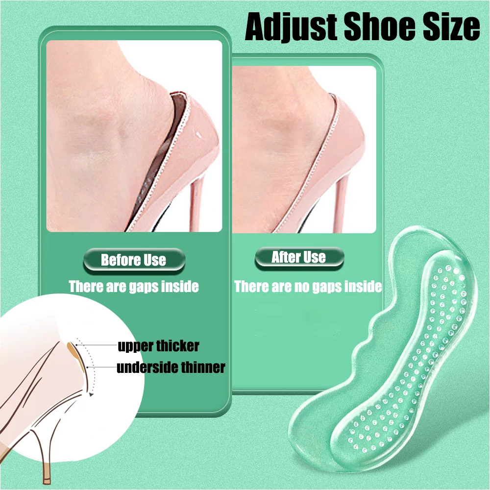 1Pair Heel Protector for Women Shoes Size Reducer Filler Cushion Insoles for High Heels Lining Insert Heel Pain Relief Shoe Pads
