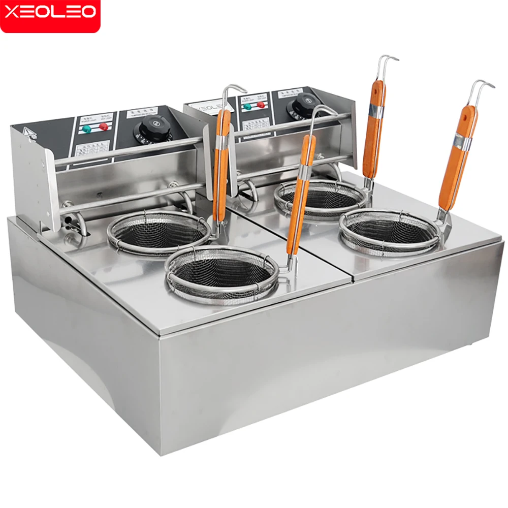 XEOLEO Pasta Cooker Electric Noodle Boiler 4-hole Stove Stainless Steel Spaghetti Commercial Cooking Food Processor Machine 6