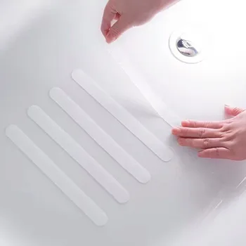 12 pezzi di gradini per scale in gomma antiscivolo per vasca da bagno adesivi antiscivolo trasparenti con striscia antiscivolo per doccia da bagno 1