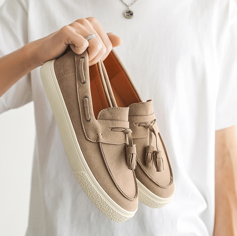 Suede Leather Handmade Loafers Leisure Walk Male Casual Shoes New Design Casual Slip on Flats Versatile Driving Shoes Moccasins 4