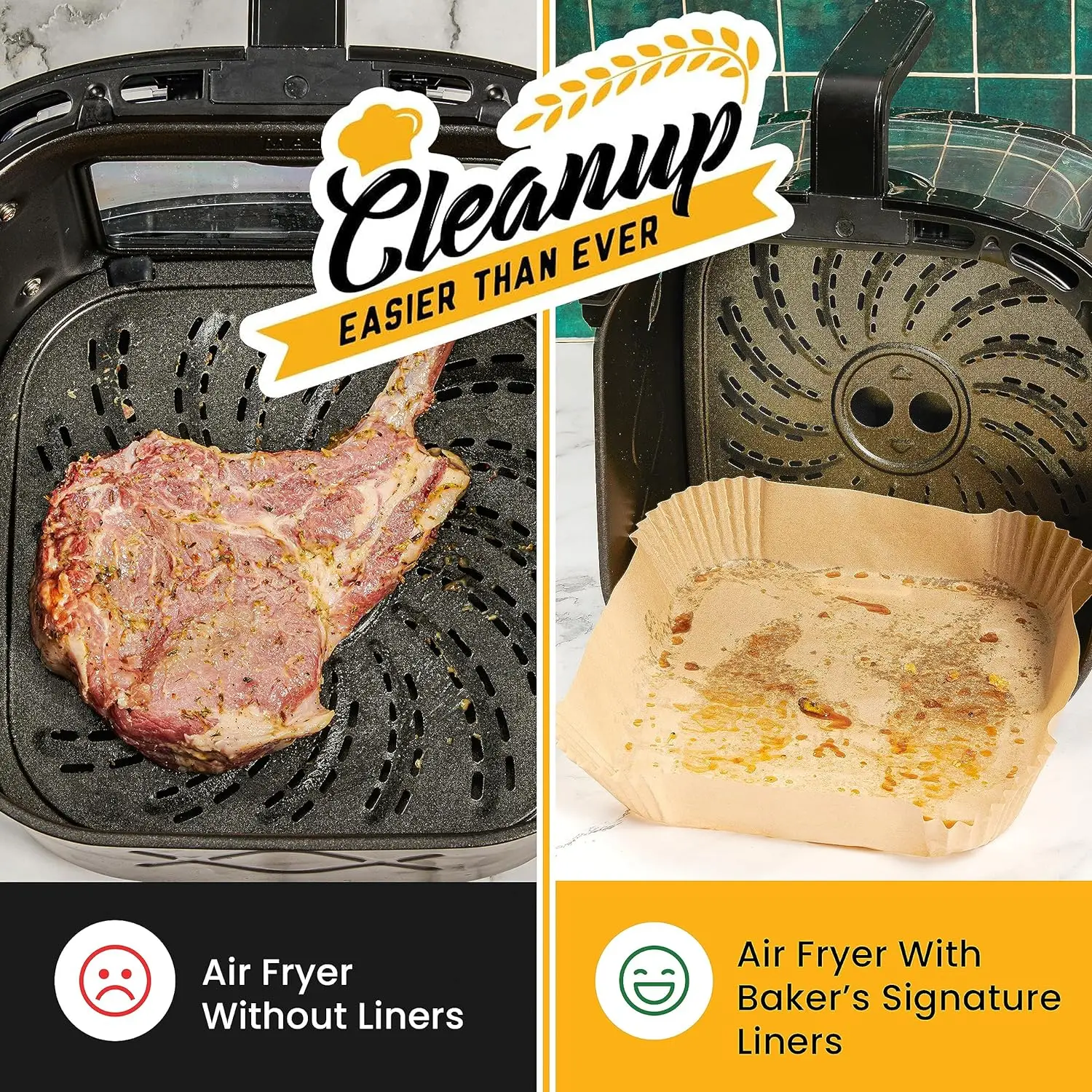 Große Einweg-Papiereinlage für Luftfritteusen, quadratisch, 23 cm, antihaftbeschichtetes Airfryer-Pergament-Backpapier für 3-10QT Koch-/Dampfkorb – Detail 10