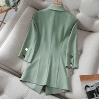 2022 Summer Solid Color elegancka zielona marynarka w stylu Casual, cienka kurtka damska koreański styl V-neck damski garnitur oficjalny płaszcz 2