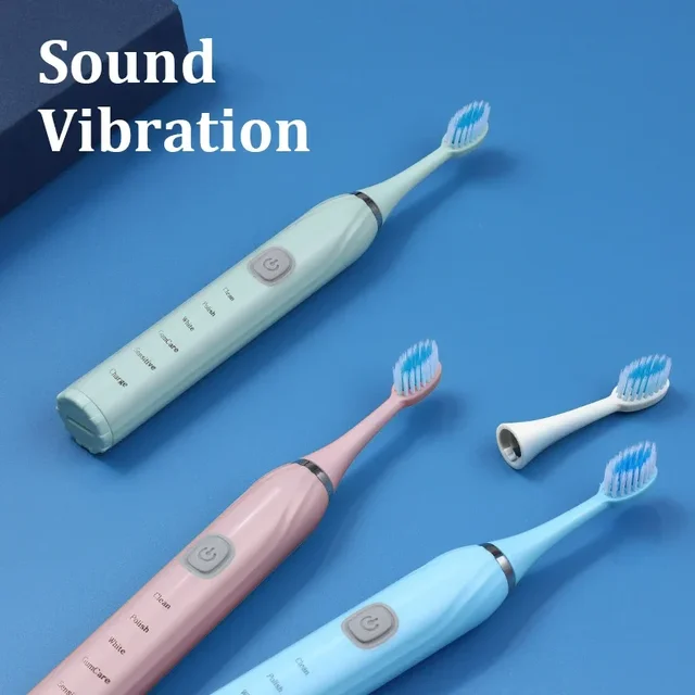 Sonic Electric Toothbrush 5 Mode USB Charger Timer Brush Rechargeable Deep Clean Tooth Brushes Replacement Heads Set For Adults 2