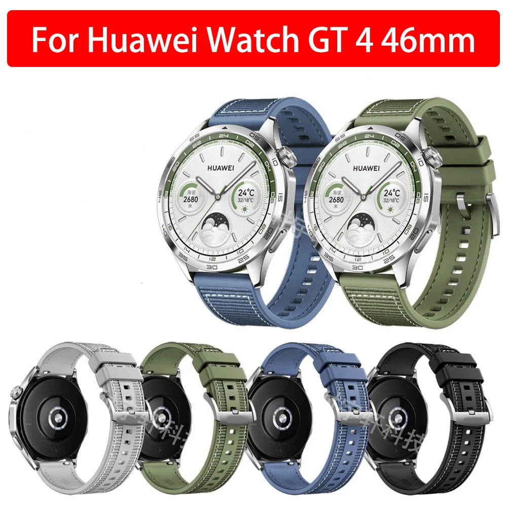 

Ремешок нейлоновый силиконовый для Huawei Watch GT 4 46 мм, оригинальный спортивный браслет для Huawei GT 3 GT 2 Pro/GT Runner/Watch 3 4, 22 мм
