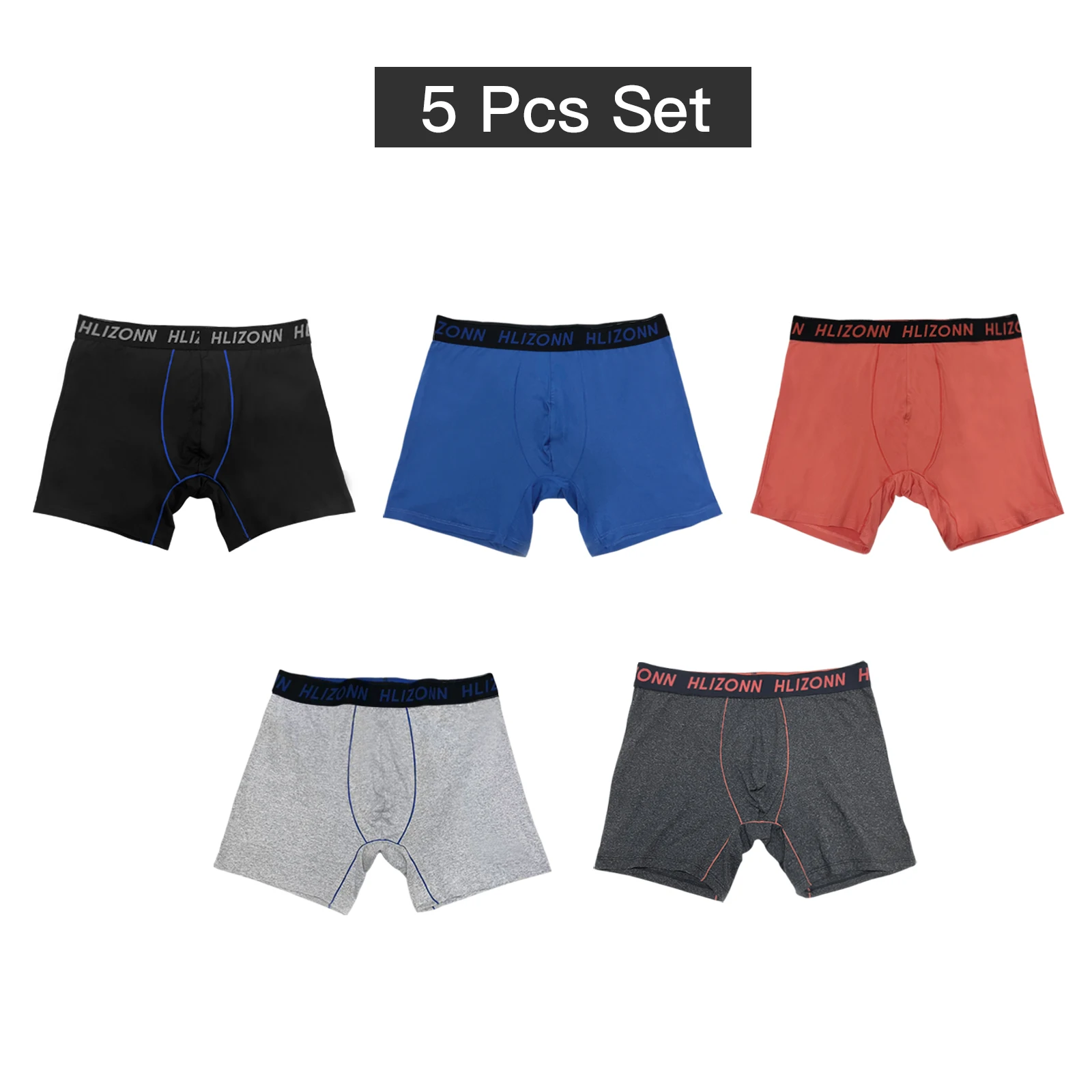 Hlizonn Boxer da uomo che assorbe l'umidità Ultra morbido senza volpe Custodia rigonfia Intimo Colore a contrasto Lettering Design 6" Cucitura interna