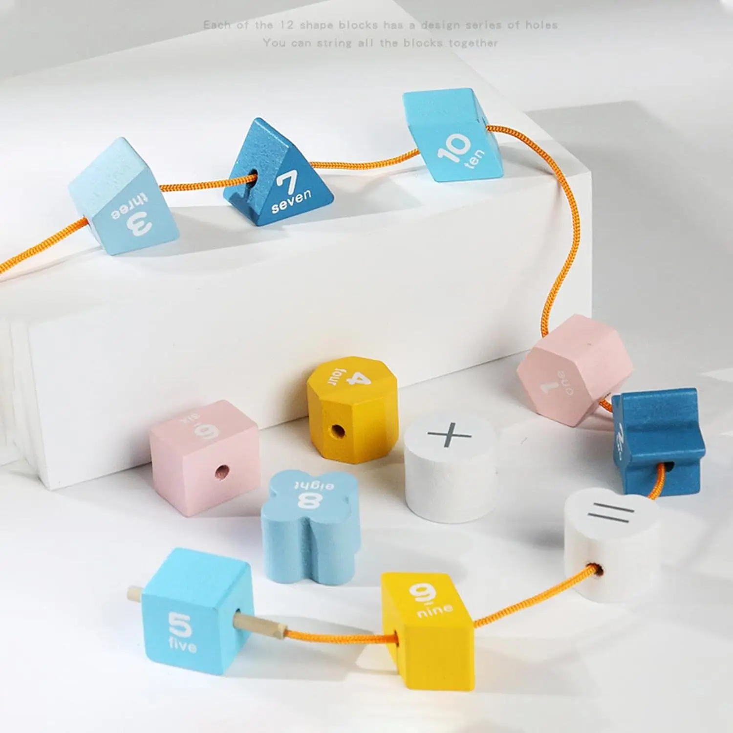 Baby Shape Sorter Cube Toddler Montessori Toys Shape Stringing Threading Toys Fine Motor Stacking Block for Boys Girls