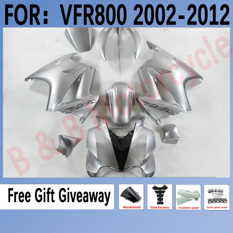 

Комплект обтекателей для HONDA VFR800 VFR 800 2002 2003 2004 2005 2006 2007 2008 2009 2010 2011 2012 02-12 красный кузов серебристый