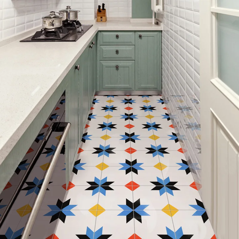 Kitchen Floor Sticker Self-adhesive Bathroom Tile Vinyl 3D Wall Sticker Oil-proof Wallpapers Waterproof Floor Sticker Wallpape
