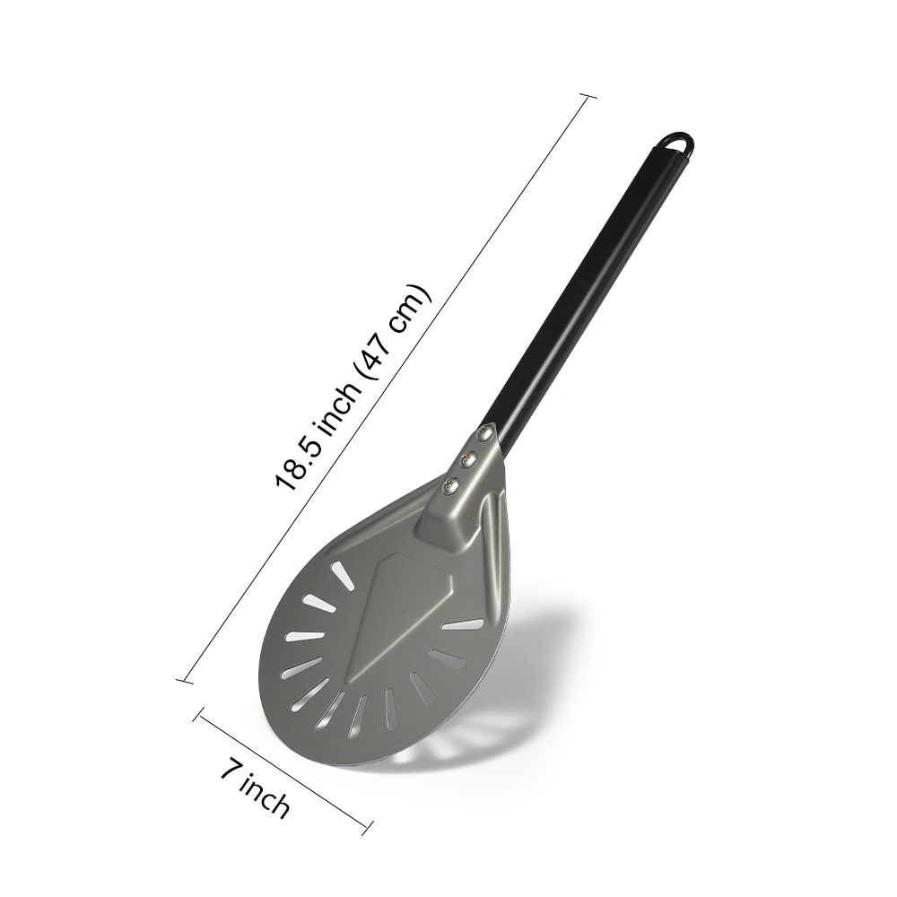 PizzAtHome Langer Griff, 7/8/9 Zoll, perforierte Pizza-Drehschale, Pizzaschaufel, Aluminium-Pizzaschale, Paddel, kleines Pizza-Werkzeug – Detail 23