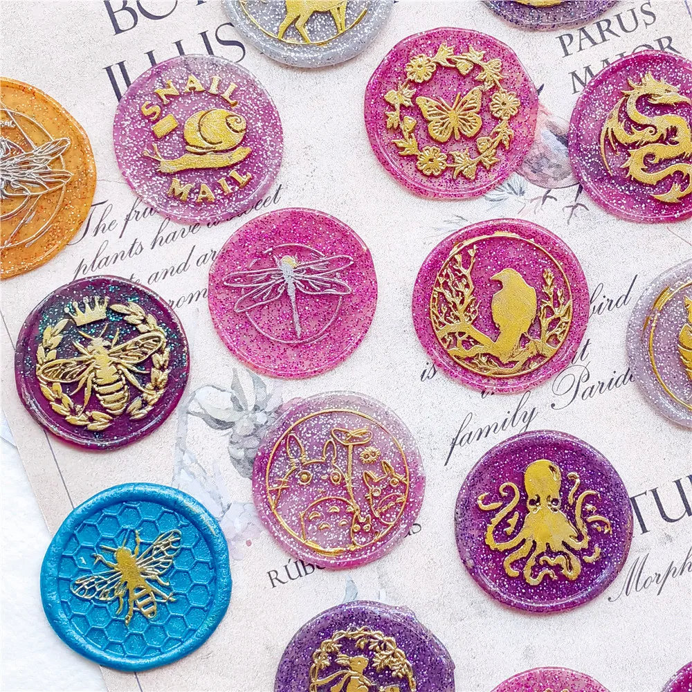 Animals Wax Seal stamps Bear Sealing wax Stamp Rabbit Snail mail Bee Butterfly Wolf Fox Whale Mermaid Dragon Dinosaur