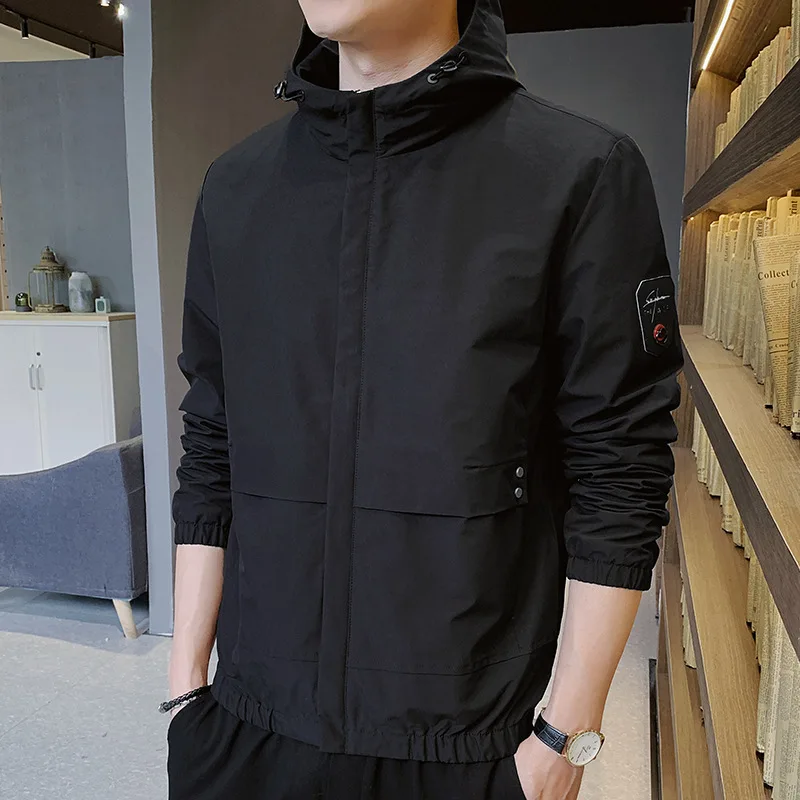 Spring Autumn Men's Jackets Fashion Handsome Workwear Top Oversized Loose Casual Versatile Hooded Jacket