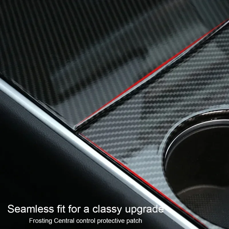 테슬라 모델 3 Y 2017-2020 중앙 제어판 보호 패치 ABS 탄소 섬유 장식 쉘 스티커 자동차 액세서리