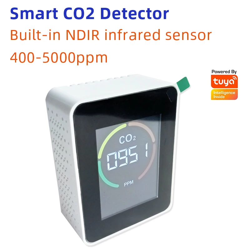 13 In 1 Tuya Intelligent Air Quality Monitor Indoor, draagbare CO2 -detector, ondersteuning op afstand Remote App Control Alarm Function met WiFi Air Quality Tester voor Home (White