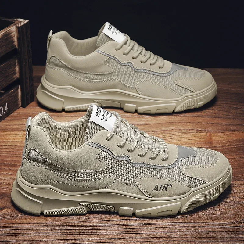 Men's Vulcanize Shoes Mesh Male Sneakers Spring Fashion Lace-up Solid Men Casual Shoes Rubber Flat Autumn Casual Man Shoes 2