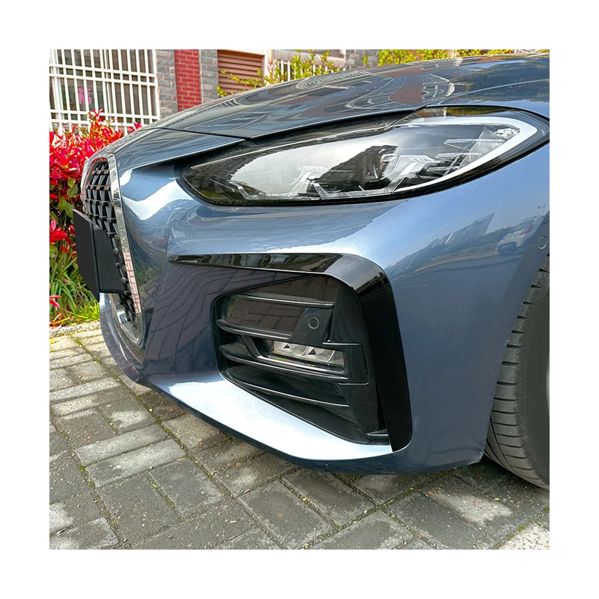 Car Bright Black Front Fog Light Trim Bezel Cover Trim Stickers for BMW 4 Series G22 G23 G26 M Sport -