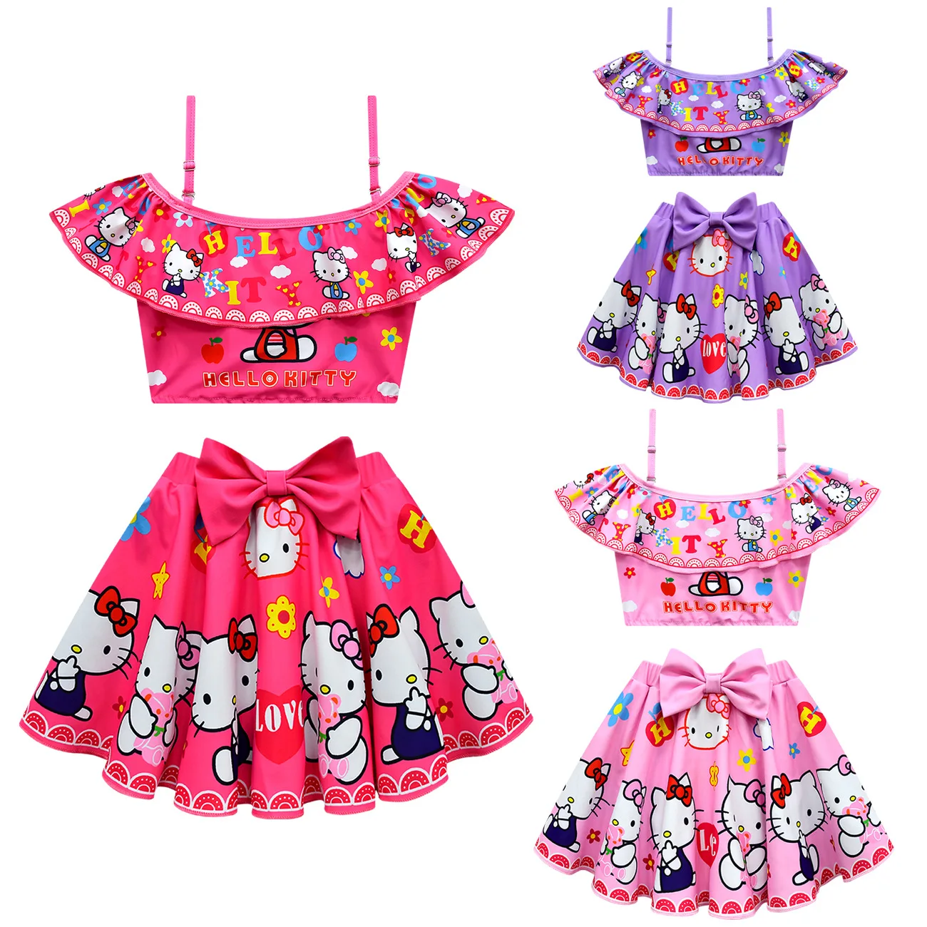 Костюм для девочек Hello Kittys с мультяшным принтом