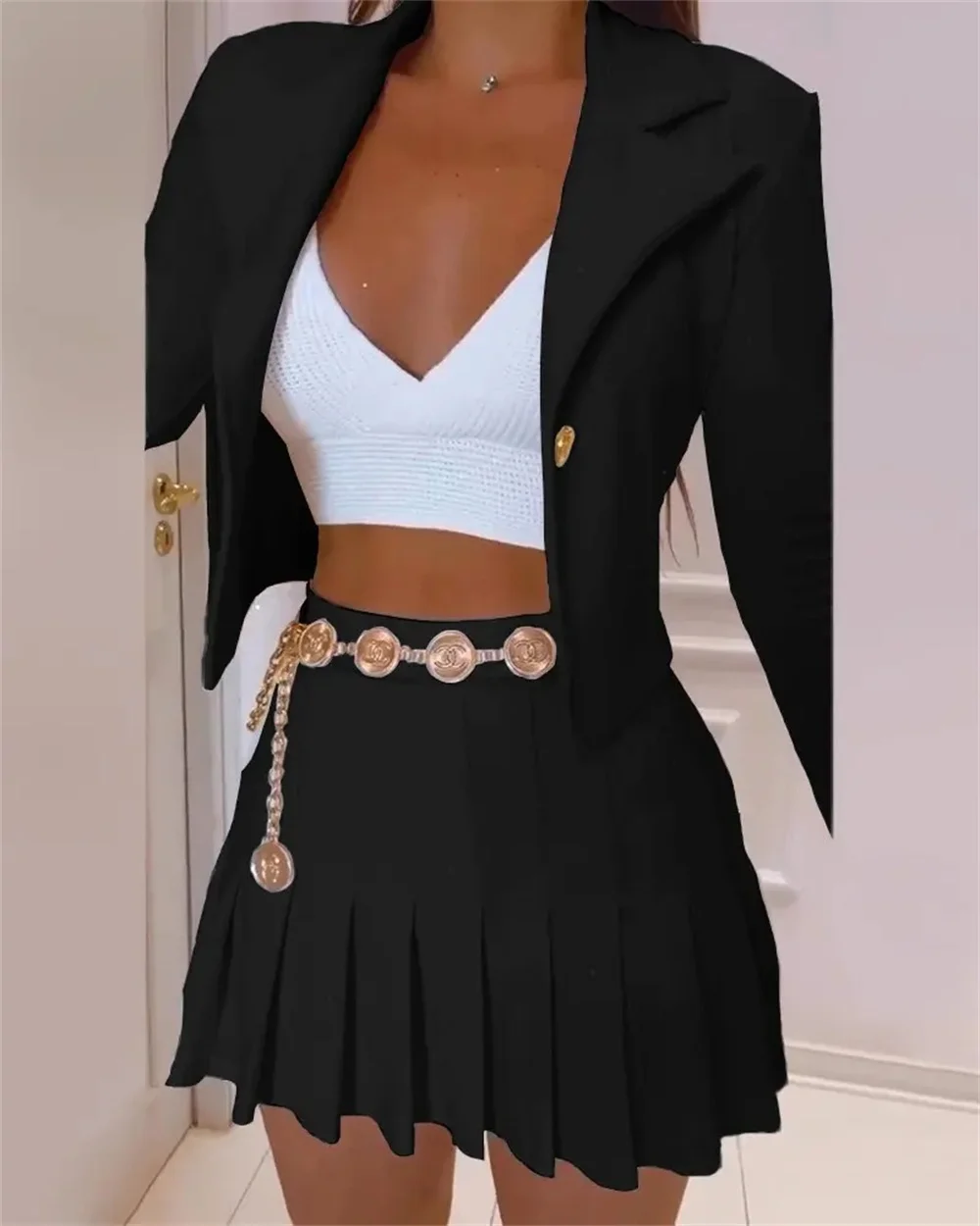2023 New in Women Dresses Sets Long sleeves Blazers + Mini Skirt Suit Female Clothes Fashion Office Lady Formal Two Pieces Set