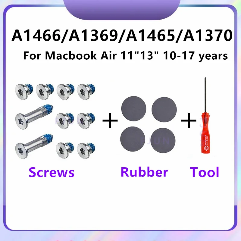 

New For Macbook Air 11" 13" A1369 A1370 A1465 A1466 Computer bottom shell back cover Bottom Case Rubber Feet + Screw + Tool