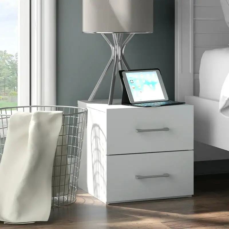 

Low Profile Nightstand with USB, White, by Living Essentials