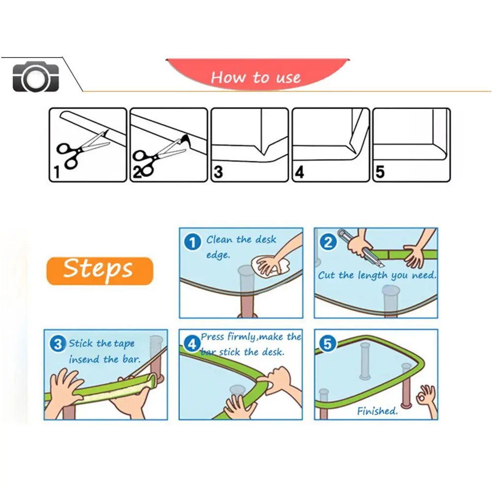 2m Collision Cushion Foam Bumper Free Tape Baby Safety Desk Edge Guard Strip Table Corner Protector silicone table corner protector table corner protector table edge protector furniture anti collision strip
