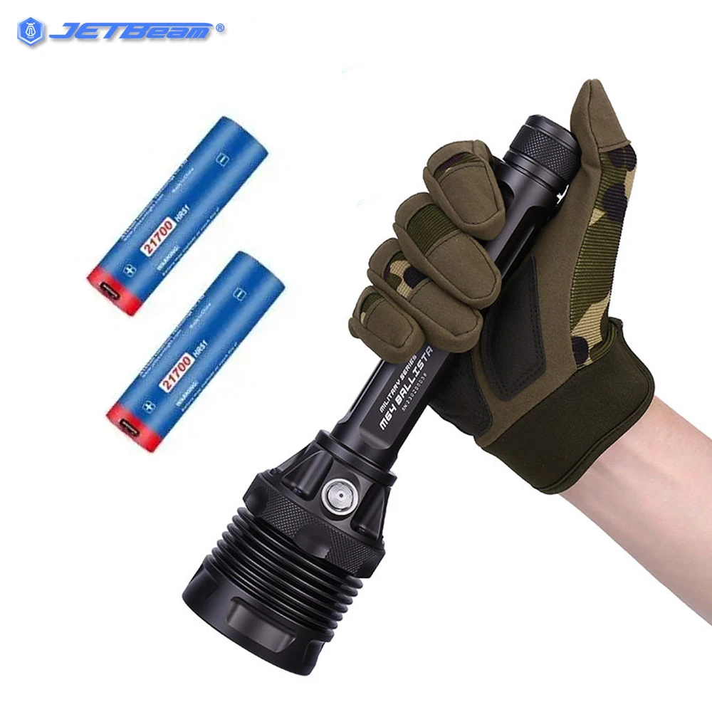 JETBeam M64 Flashlight SBT-90 LED 6800LM Beam Distance 1200 Meter Torch USB-C Rechargeable 21700 Battery Search Hunting Light